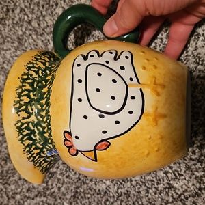 FTD chicken pitcher vase yellow great color glazed finish 24oz
